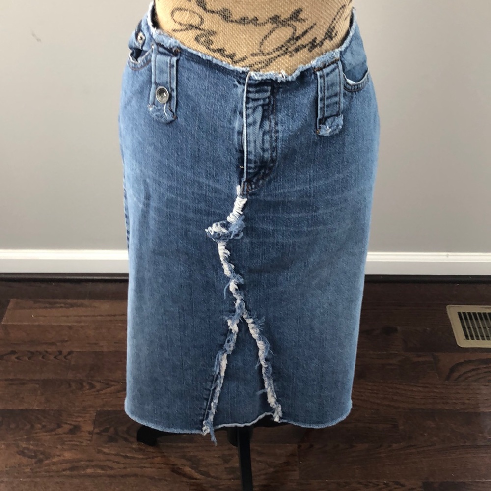 Vintage distressed DKNY jean skirt